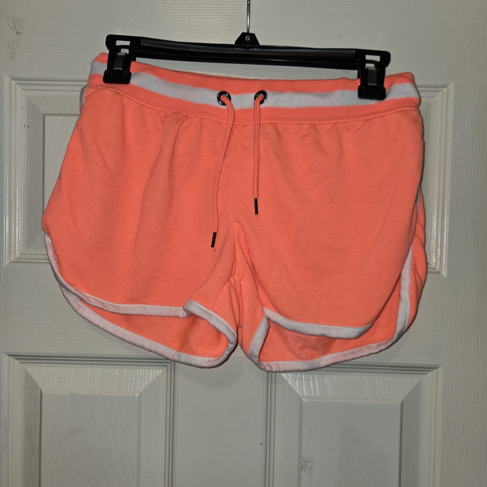 Rue21 Neon Coral Athletic Shorts with White Trim and Drawstring